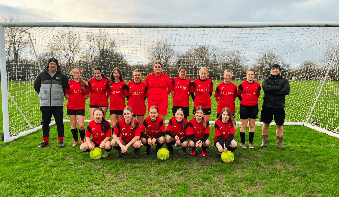 Clevedon United Girls Football Team Wearing New Kit From Sponsors Clifton Outdoor Kitchens